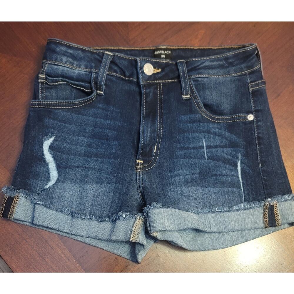 Just black Size 25 Women Shorts Jeans Cuff High Rise Blue Denim